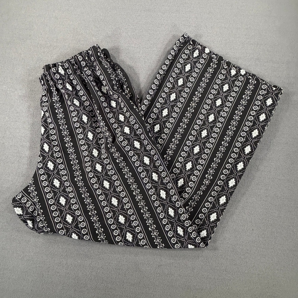 Ashley Stewart Black White Geometric Tribal Wide Leg Palazzo Pants Plus 14/16 - Picture 9 of 11